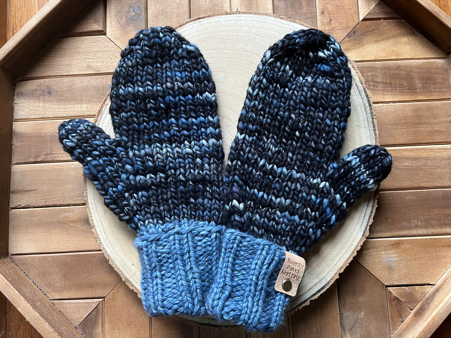 Merino wool hand knit mittens
