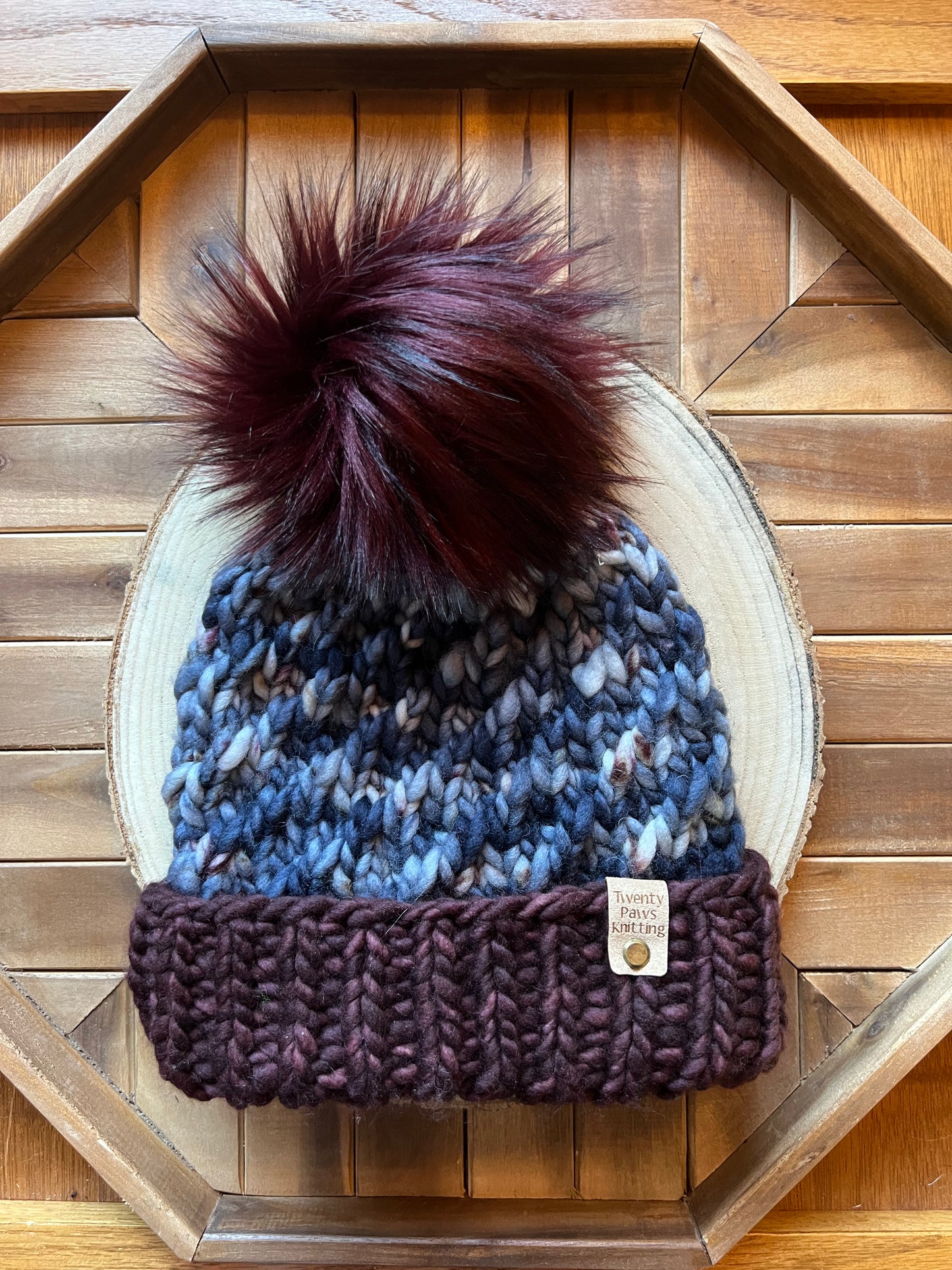Merino wool hat w/ removable faux fur pom
